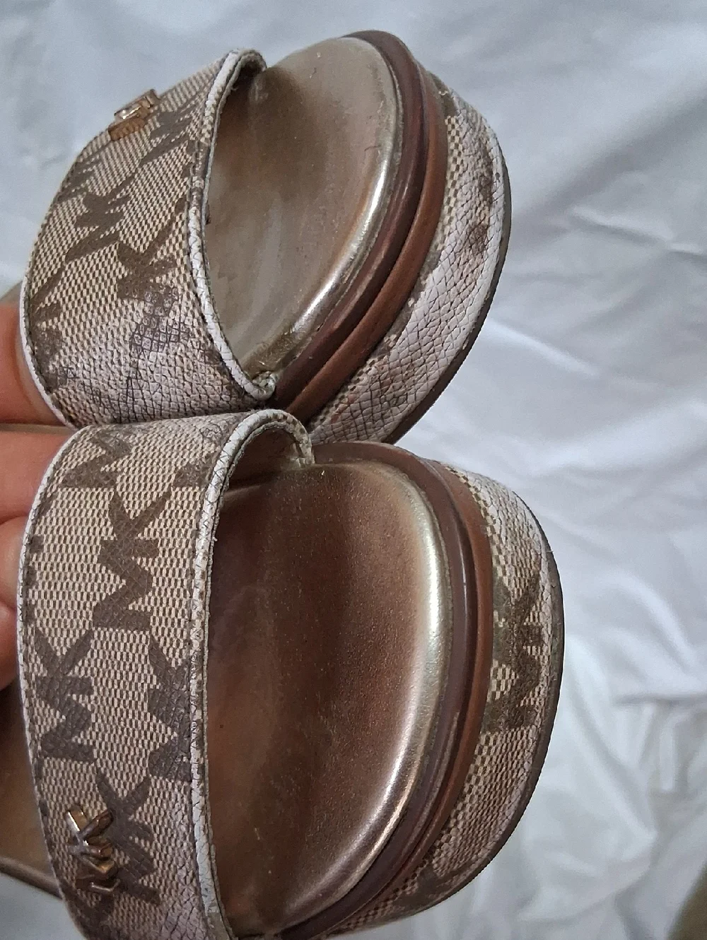 Michael Kors Brown/Tan Platform Ankle-Strap Sandals Size 12 Toddler Girl